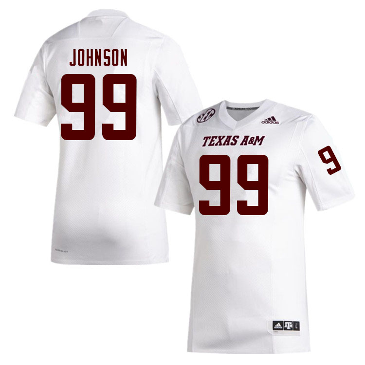 Men #99 Jordan Johnson Texas A&M Aggies College Football Jerseys Sale-White